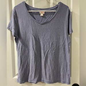 Mossiom Supply Co. // blue and white striped v neck tee